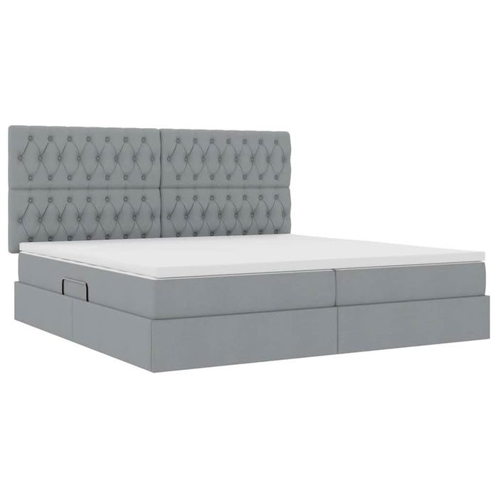 Pat cu storage Gri deschis 200 x 200 cm Piele artificială - WALTI WALTI