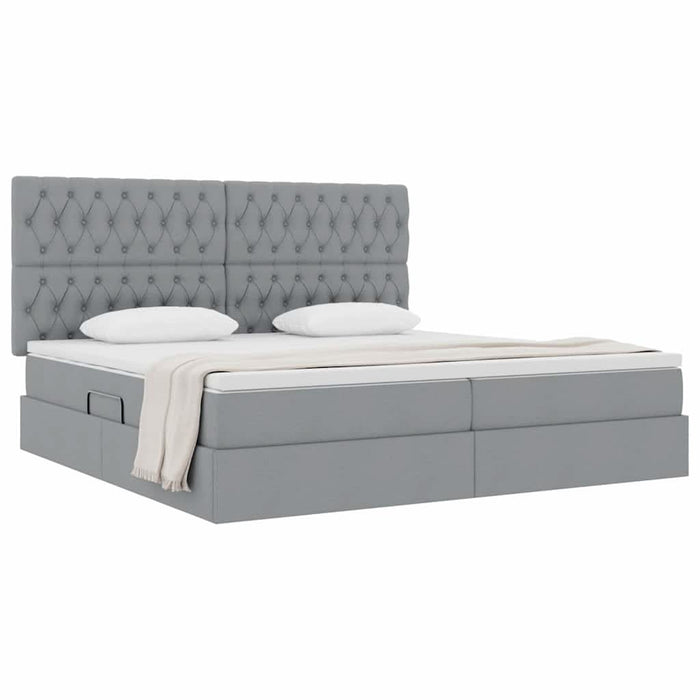 Pat cu storage Gri deschis 200 x 200 cm Piele artificială - WALTI WALTI