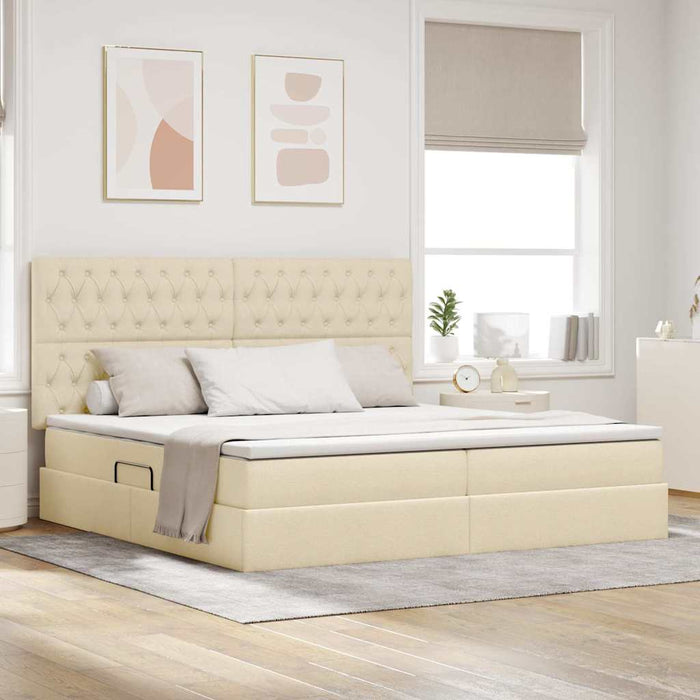 Pat cu saltea și spațiu de depozitare Creme 200 x 200 cm - WALTI WALTI