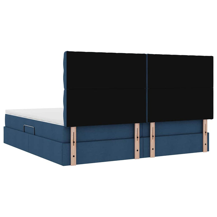 Pat cu saltea și spațiu de depozitare albastru 200 x 200 cm - WALTI WALTI