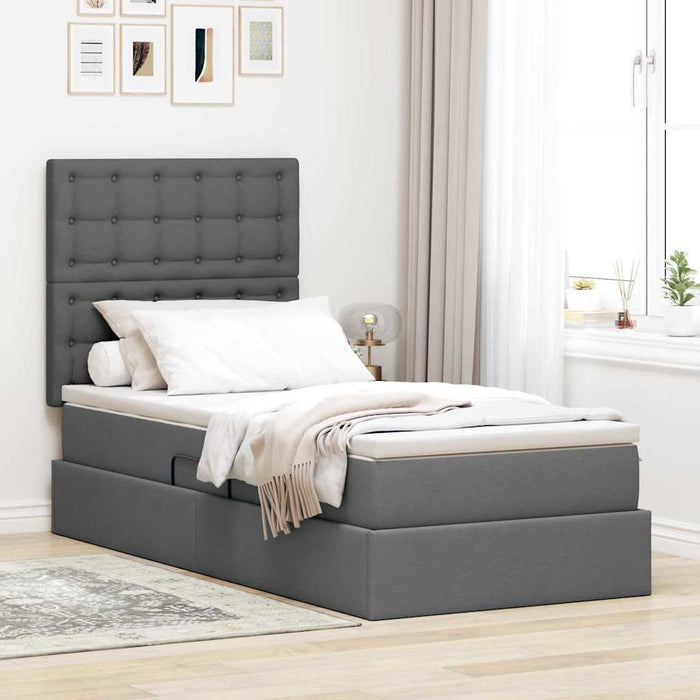 Pat cu saltea și spațiu de depozitare Gri închis 90 x 190 cm - WALTI WALTI