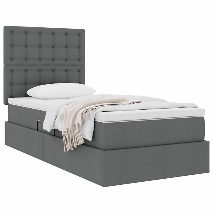 Pat cu saltea și spațiu de depozitare Gri închis 90 x 190 cm - WALTI WALTI