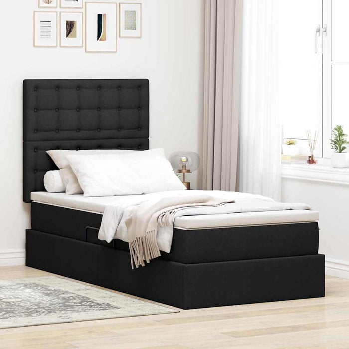 Pat cu saltea și spațiu de depozitare Negru 90 x 200 cm - WALTI WALTI