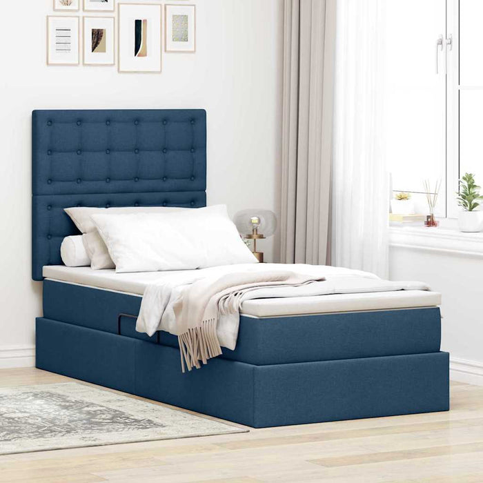 Pat cu saltea și spațiu de depozitare albastru 90 x 200 cm - WALTI WALTI