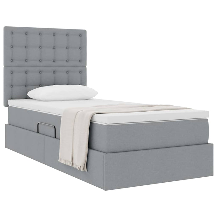 Pat cu saltea și spațiu de depozitare Gri deschis 100 x 200 cm - WALTI WALTI