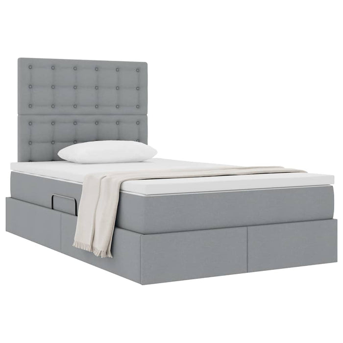Pat cu storage Gri deschis 120 x 190 cm Piele artificială - WALTI WALTI