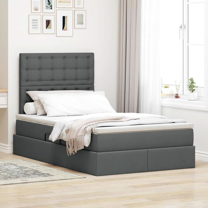 Pat cu storage Gri închis 120 x 190 cm Piele artificială - WALTI WALTI