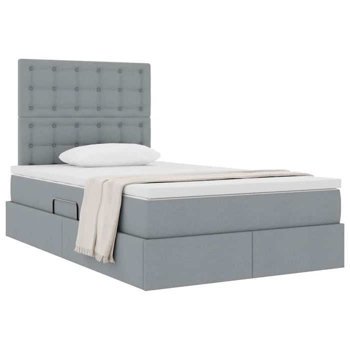 Pat cu storage Gri deschis 120 x 200 cm Piele artificială - WALTI WALTI