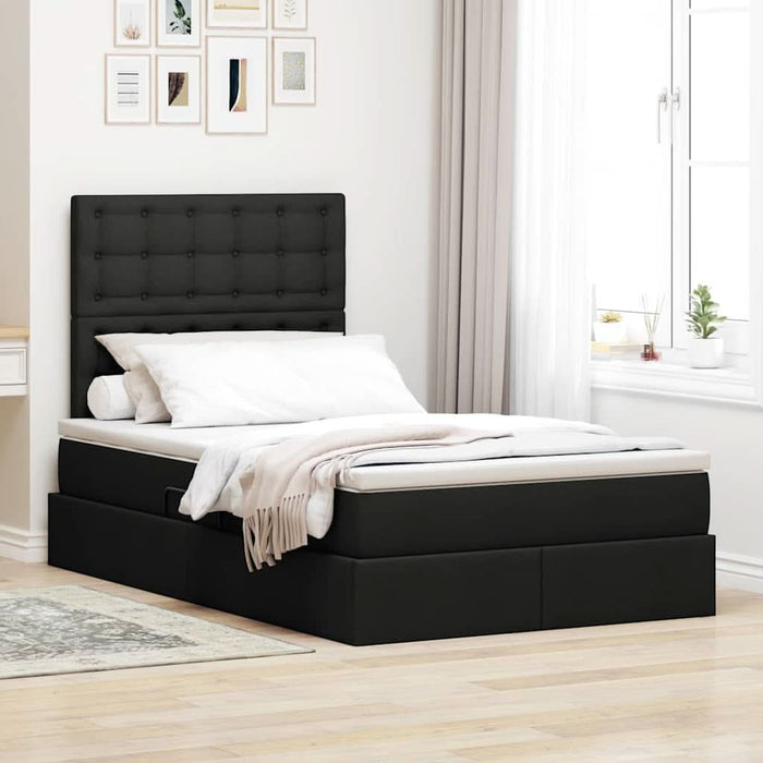 Pat cu storage cu saltea Negru 120 x 200 cm Piele artificială - WALTI WALTI