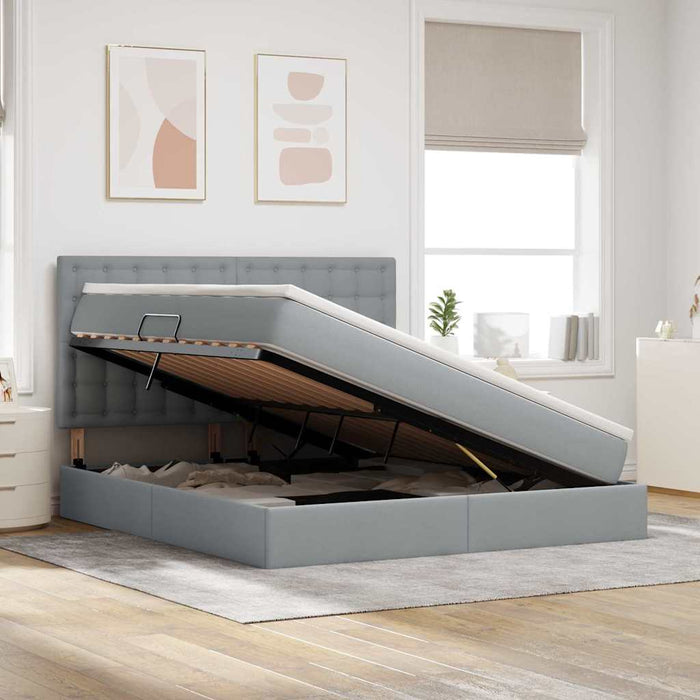 Pat cu storage Gri deschis 160 x 200 cm Piele artificială - WALTI WALTI