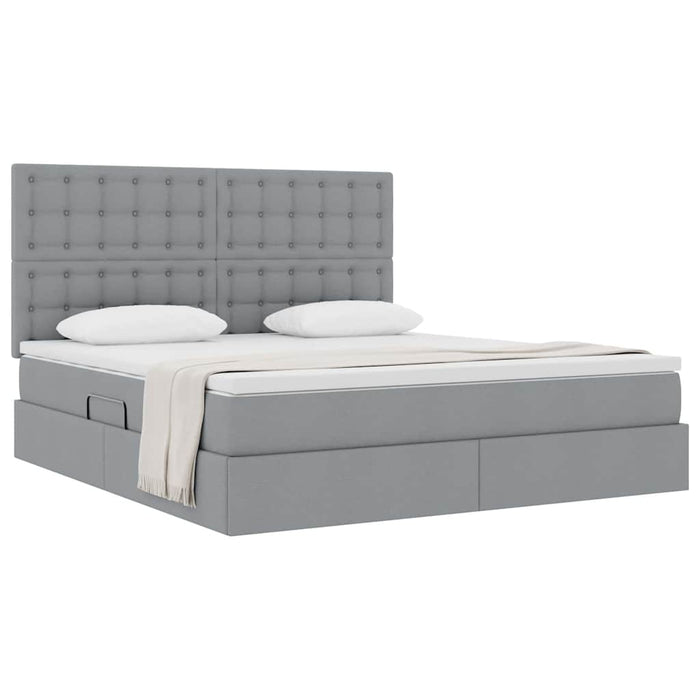 Pat cu storage Gri deschis 160 x 200 cm Piele artificială - WALTI WALTI