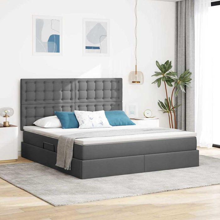 Pat cu saltea și spațiu de depozitare Gri închis 160 x 200 cm - WALTI WALTI