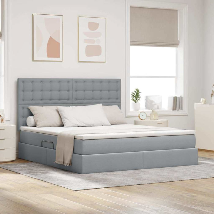Pat cu storage Gri deschis 180 x 200 cm Piele artificială - WALTI WALTI