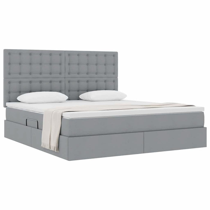 Pat cu storage Gri deschis 180 x 200 cm Piele artificială - WALTI WALTI