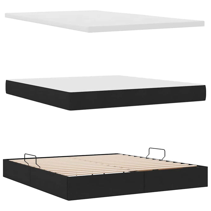 Pat cu storage cu saltea Negru 180 x 200 cm Piele artificială - WALTI WALTI