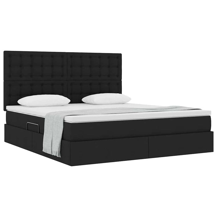 Pat cu storage cu saltea Negru 180 x 200 cm Piele artificială - WALTI WALTI