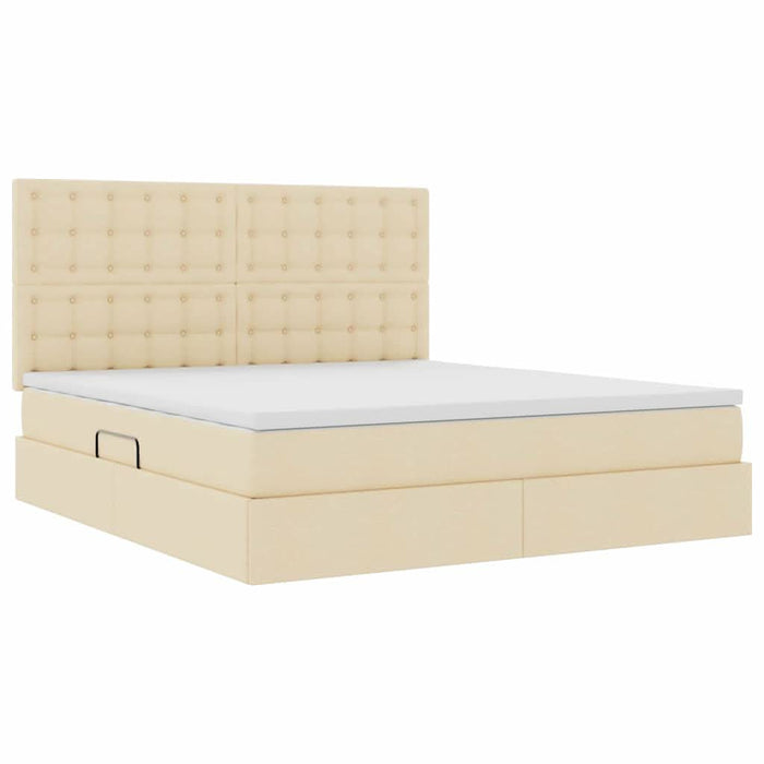 Pat cu storage cu saltea Creme 180 x 200 cm Piele artificială - WALTI WALTI