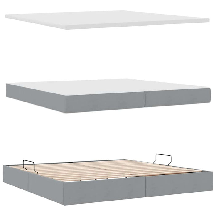 Pat cu storage Gri deschis 200 x 200 cm Piele artificială - WALTI WALTI