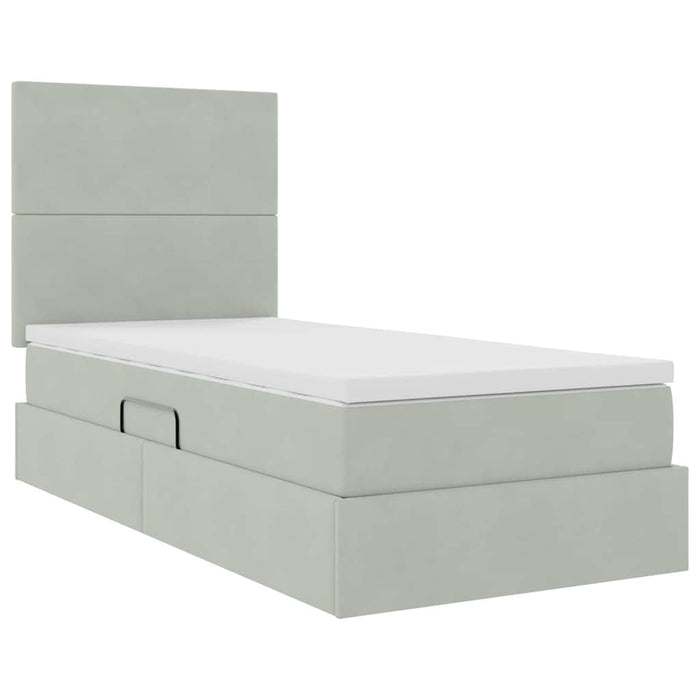 Pat cu saltea și spațiu de depozitare Gri deschis 90 x 190 cm - WALTI WALTI