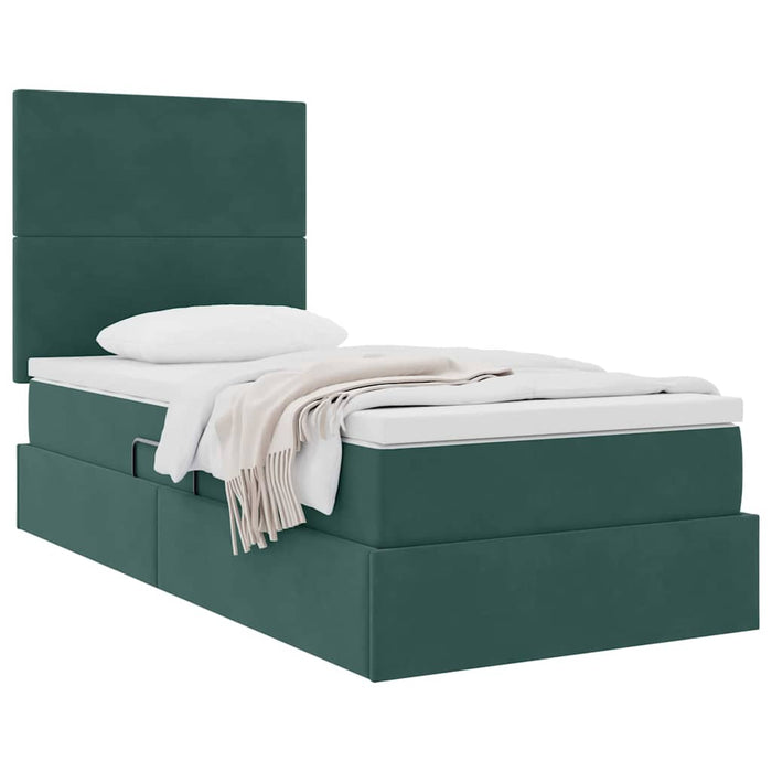 Pat cu saltea și spațiu de depozitare Verde închis 90 x 190 cm - WALTI WALTI