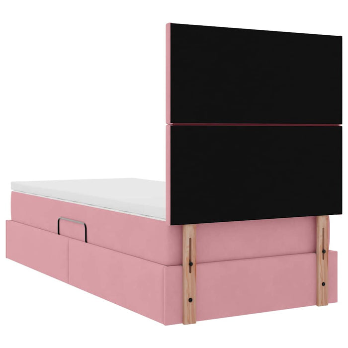 Pat cu saltea și spațiu de depozitare Roz 90 x 190 cm Catifea - WALTI WALTI