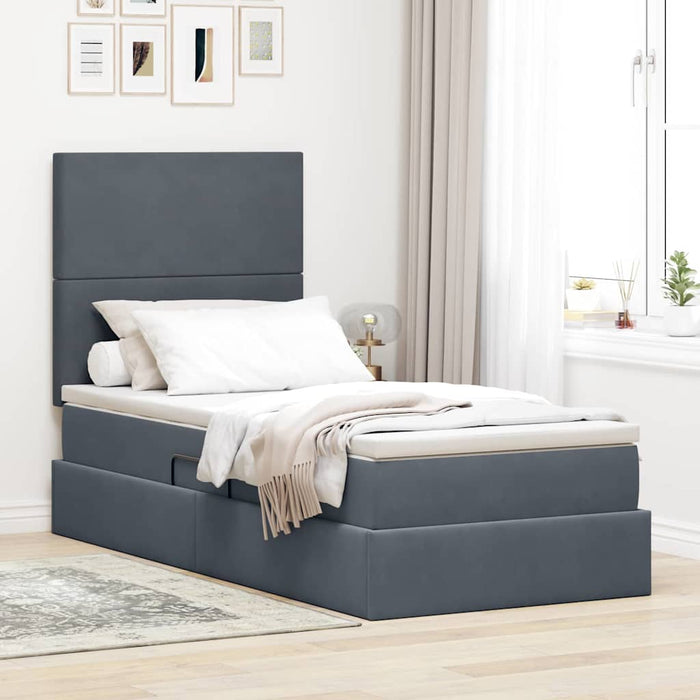 Pat cu saltea și spațiu de depozitare Gri închis 90 x 200 cm - WALTI WALTI