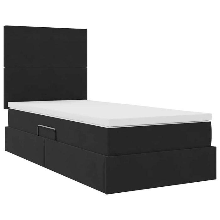 Pat cu saltea și spațiu de depozitare Negru 100 x 200 cm - WALTI WALTI