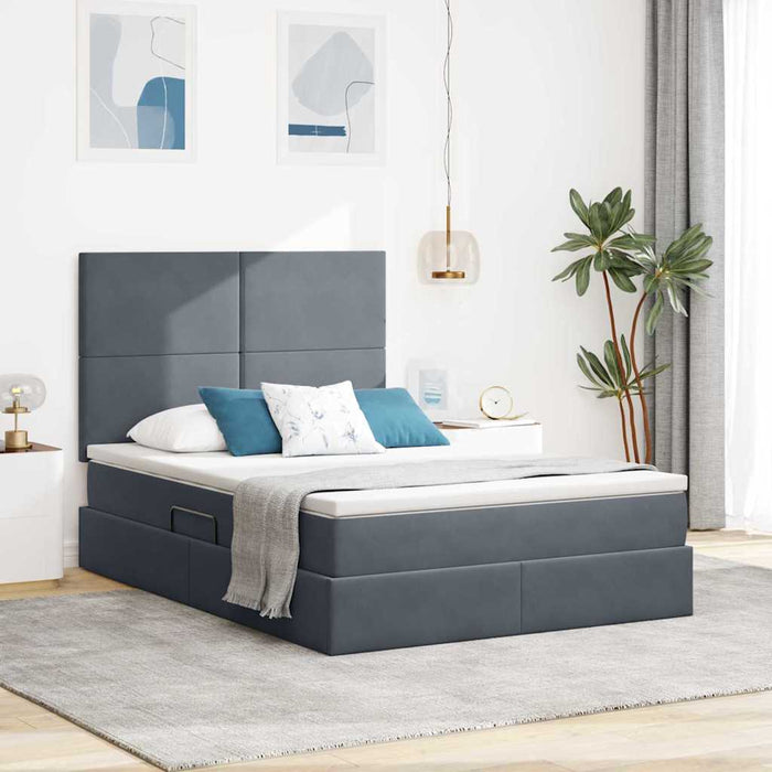 Pat cu saltea și LED cu saltea Gri închis 140 x 190 cm Catifea - WALTI WALTI