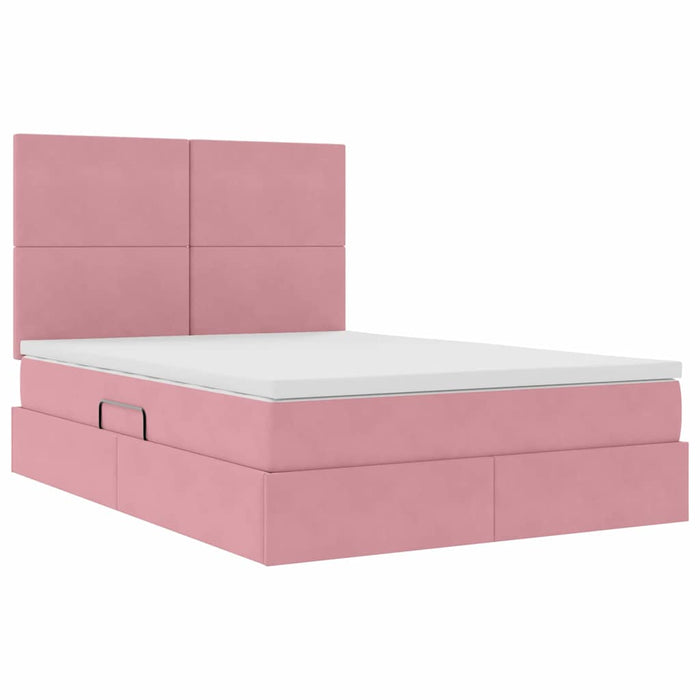 Pat cu saltea și LED cu saltea Roz 140 x 190 cm Catifea - WALTI WALTI
