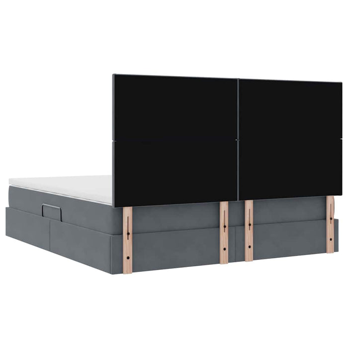 Pat cu saltea și LED cu saltea Gri închis 160 x 200 cm Catifea - WALTI WALTI