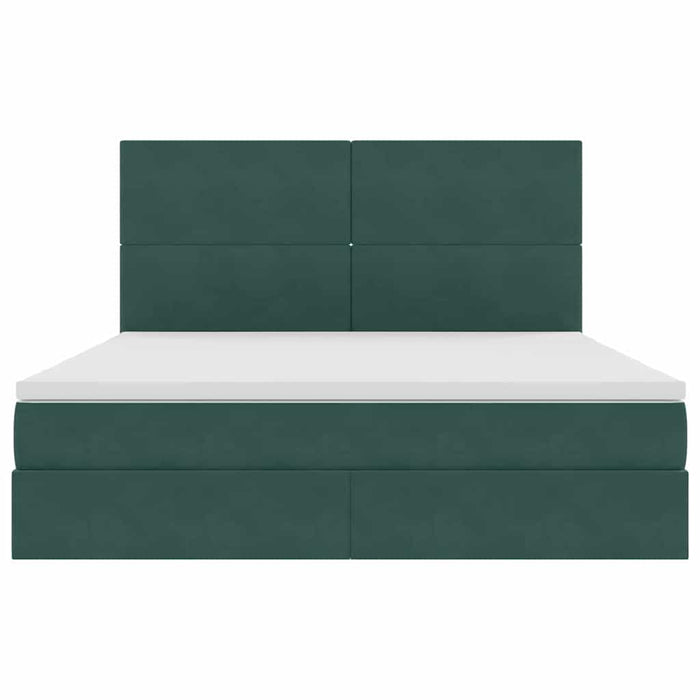 Pat cu saltea și LED Verde închis 160 x 200 cm Catifea - WALTI WALTI