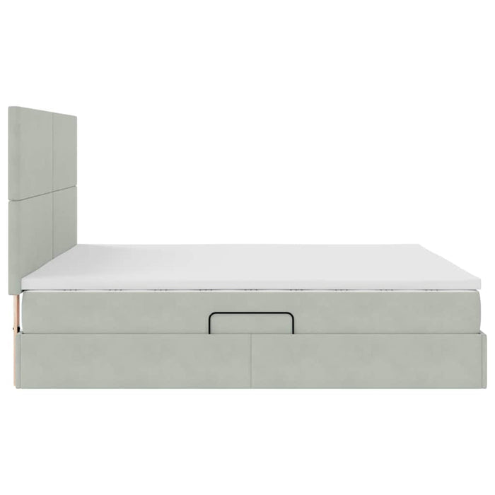 Pat cu saltea și LED cu saltea Gri deschis 180 x 200 cm Catifea - WALTI WALTI