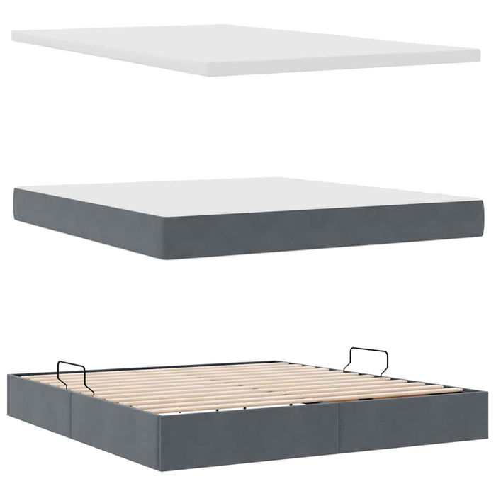 Pat cu saltea și spațiu de depozitare Gri închis 180 x 200 cm - WALTI WALTI