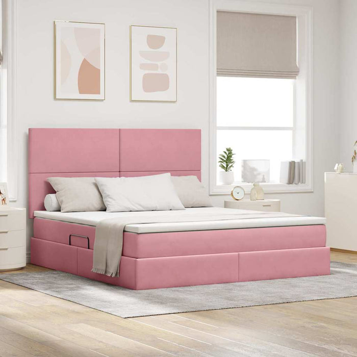 Pat cu saltea și LED cu saltea Roz 180 x 200 cm Catifea - WALTI WALTI
