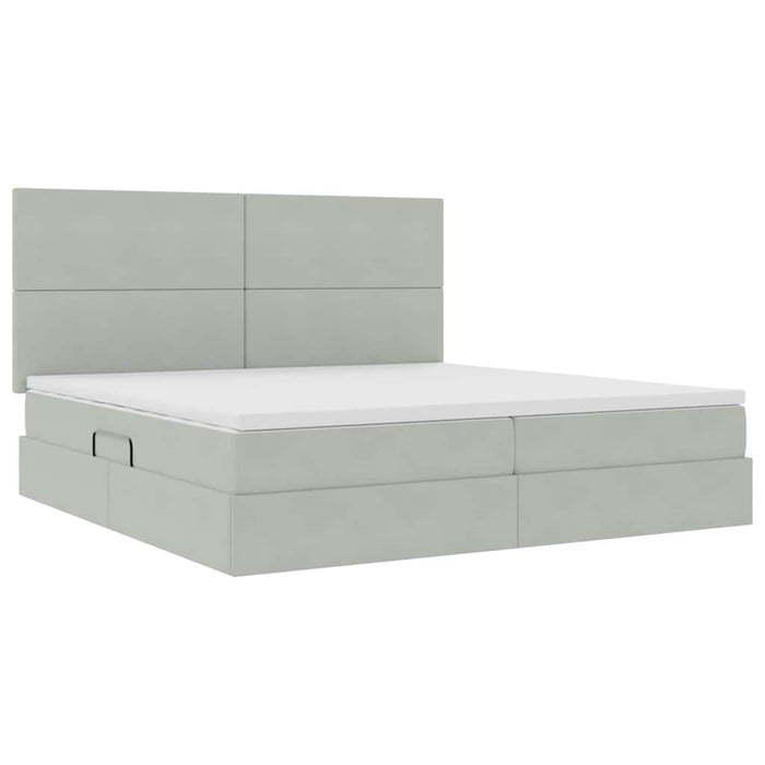 Pat cu saltea și LED cu saltea Gri deschis 200 x 200 cm Catifea - WALTI WALTI