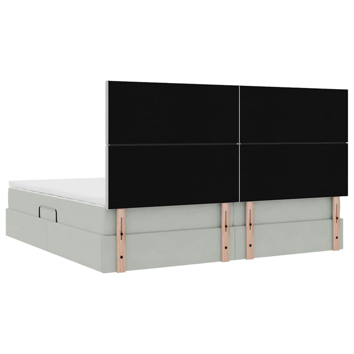 Pat cu saltea și LED cu saltea Gri deschis 200 x 200 cm Catifea - WALTI WALTI