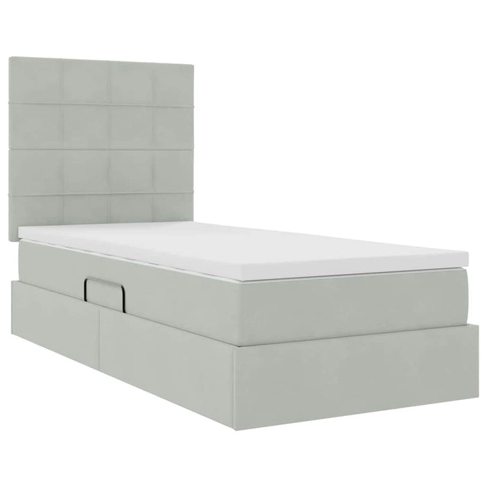 Pat cu saltea și spațiu de depozitare Gri deschis 90 x 190 cm - WALTI WALTI