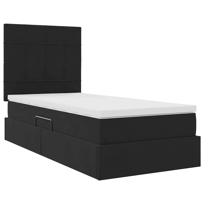 Pat cu saltea și spațiu de depozitare Negru 90 x 200 cm Catifea - WALTI WALTI