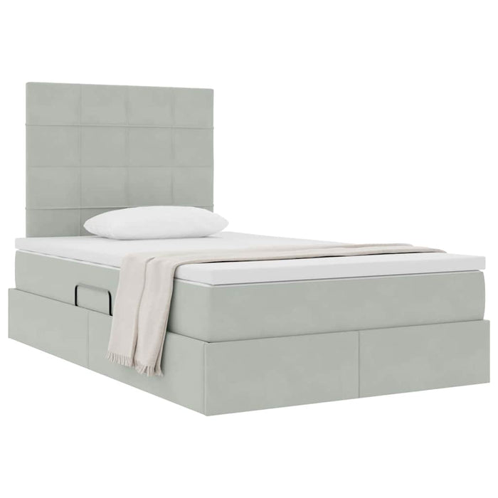 Pat cu saltea și LED cu saltea Gri deschis 120 x 190 cm Catifea - WALTI WALTI