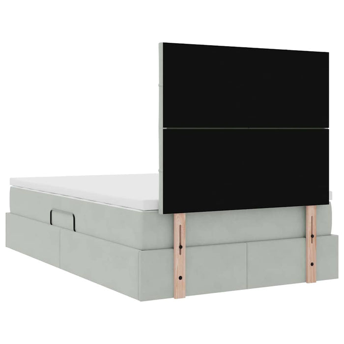 Pat cu saltea și spațiu de depozitare Gri deschis 120 x 200 cm - WALTI WALTI