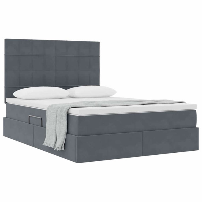 Pat cu saltea și spațiu de depozitare Gri închis 140 x 190 cm - WALTI WALTI