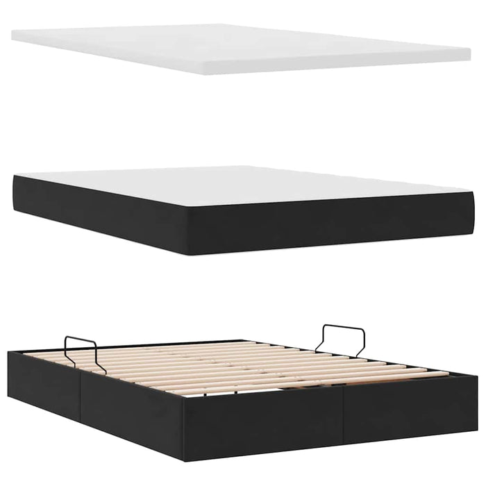 Pat cu saltea și spațiu de depozitare Negru 140 x 190 cm - WALTI WALTI
