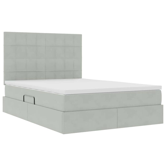 Pat cu saltea și spațiu de depozitare Gri deschis 140 x 200 cm - WALTI WALTI