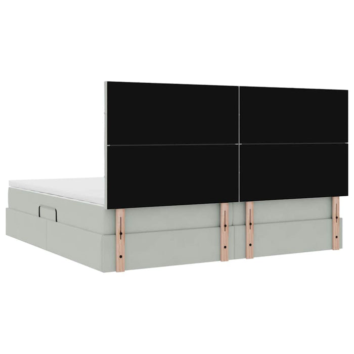 Pat cu saltea și spațiu de depozitare Gri deschis 200 x 200 cm - WALTI WALTI