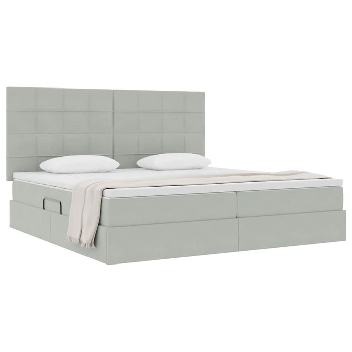 Pat cu saltea și spațiu de depozitare Gri deschis 200 x 200 cm - WALTI WALTI