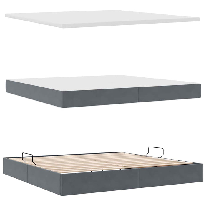 Pat cu saltea și spațiu de depozitare Gri închis 200 x 200 cm - WALTI WALTI