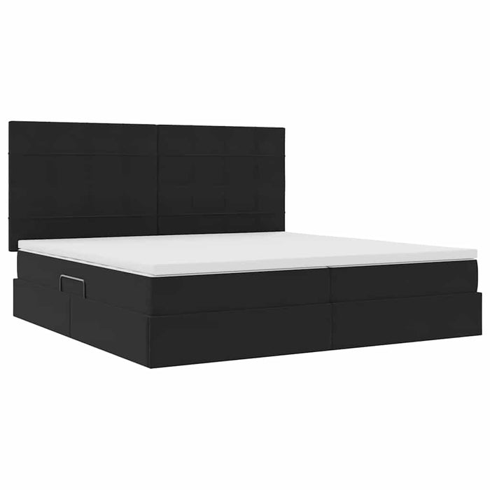 Pat cu saltea și spațiu de depozitare Negru 200 x 200 cm - WALTI WALTI