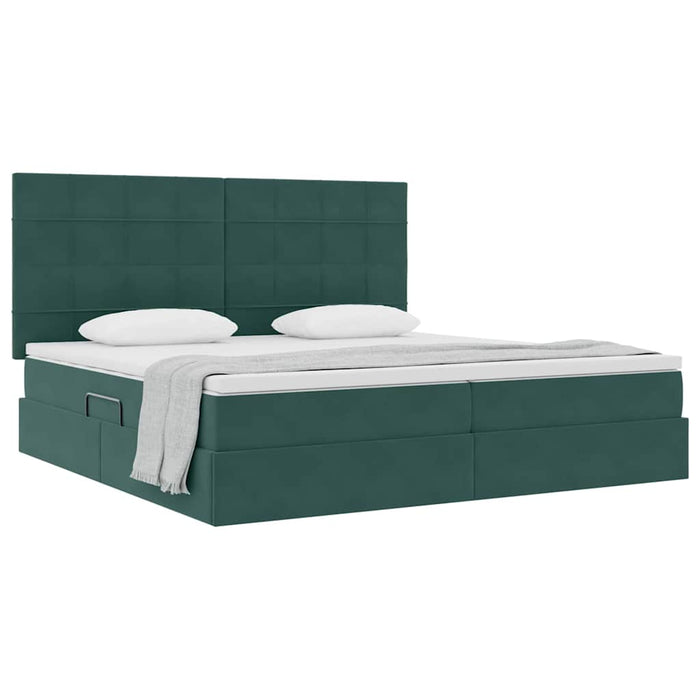 Pat cu saltea și spațiu de depozitare Verde închis 200 x 200 cm - WALTI WALTI