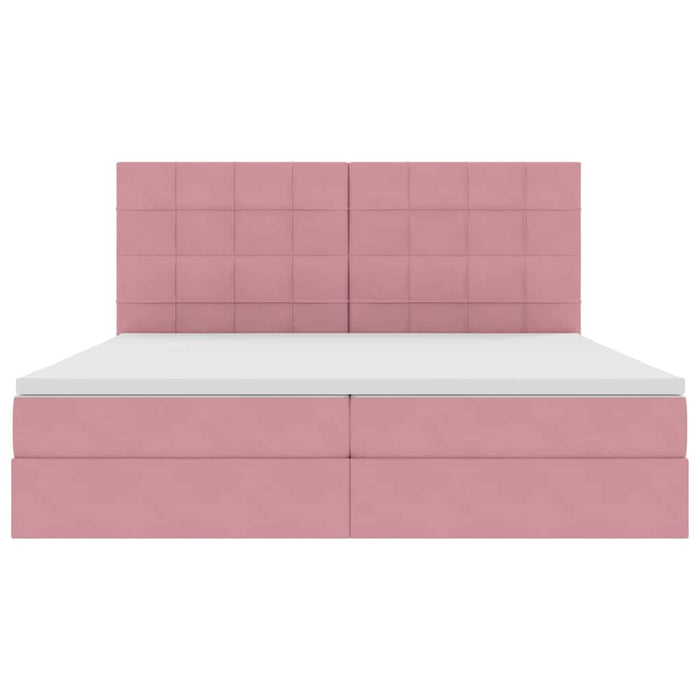 Pat cu saltea și spațiu de depozitare Roz 200 x 200 cm Catifea - WALTI WALTI