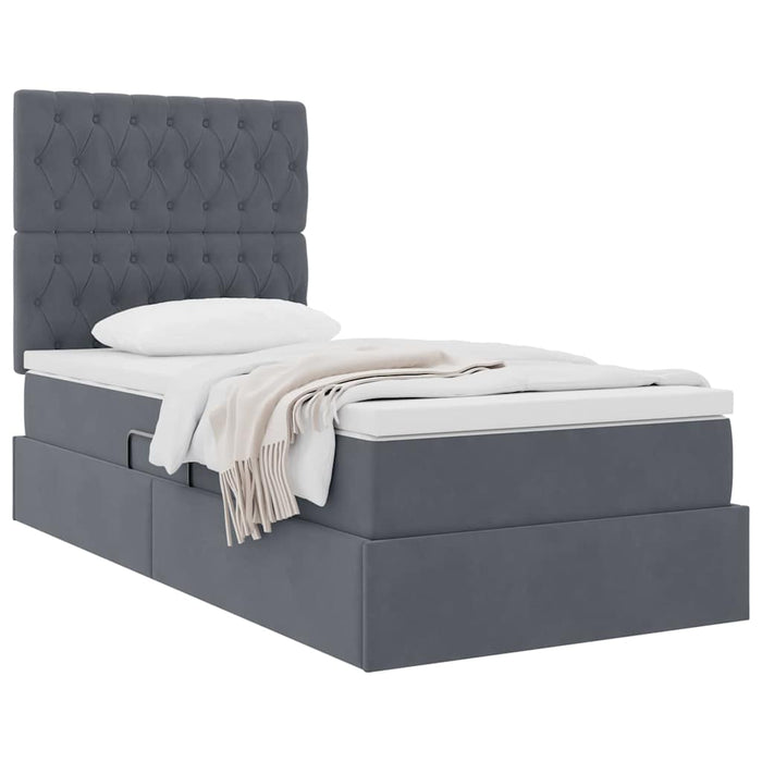Pat cu saltea și spațiu de depozitare Gri închis 100 x 200 cm - WALTI WALTI